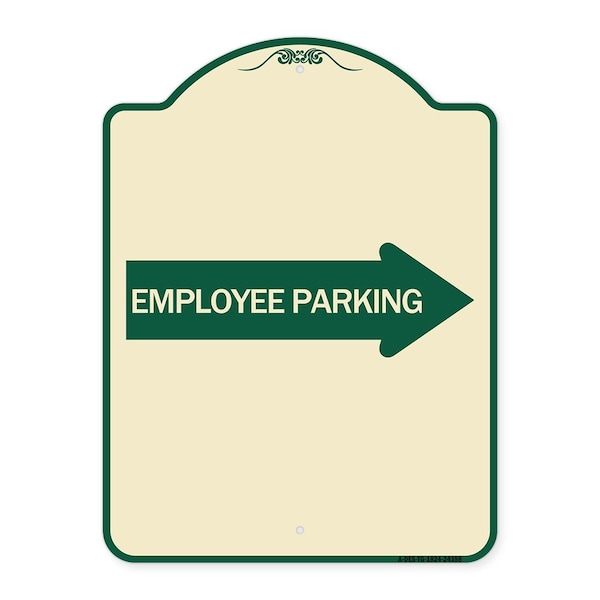 Employee Parking With Right Arrow Heavy-Gauge Aluminum Architectural Sign, 24" x 18", TG-1824-24398